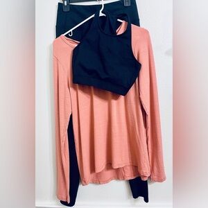 All in Motion Activewear Lot Size M Black Leggings & Sports Bra & Pink Top